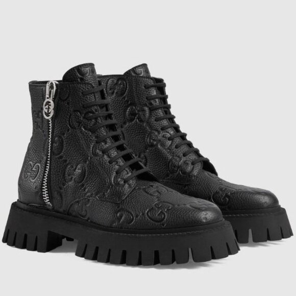 NIB Gucci Novo GG quilted leather combat lug sole boots IT 39.5 US 9.5 - Picture 1 of 9